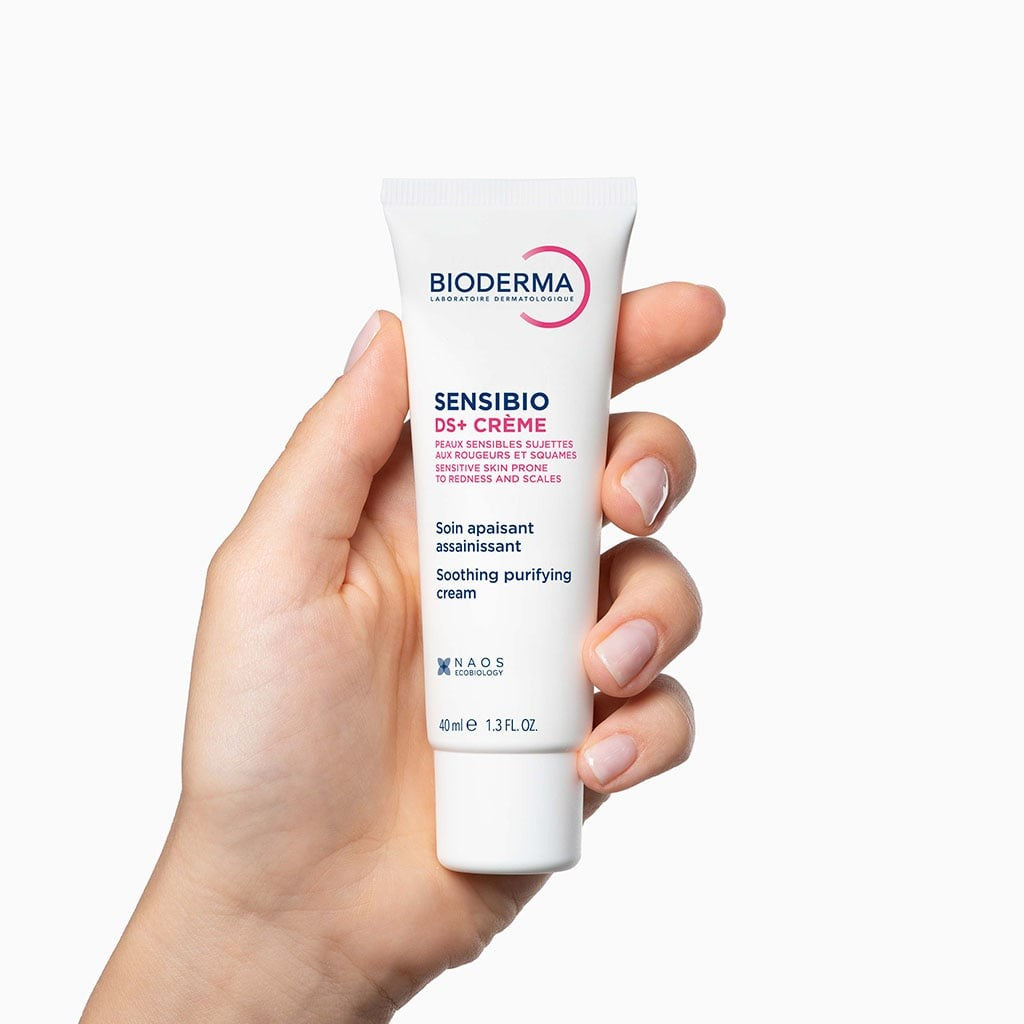 Bioderma Sensibio DS+ Soothing Purifying Cream in hand